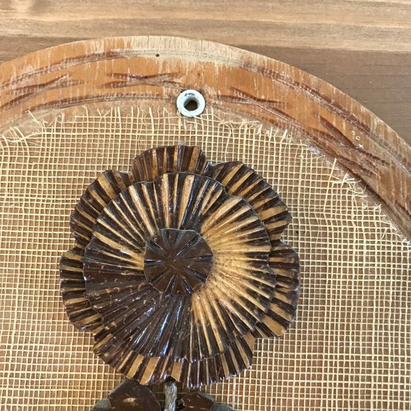 Coconut Shell 3D Flower Wooden Wall Hanging Vintage Neutral Boho Decor 9.5x13.5" - Picture 3 of 7
